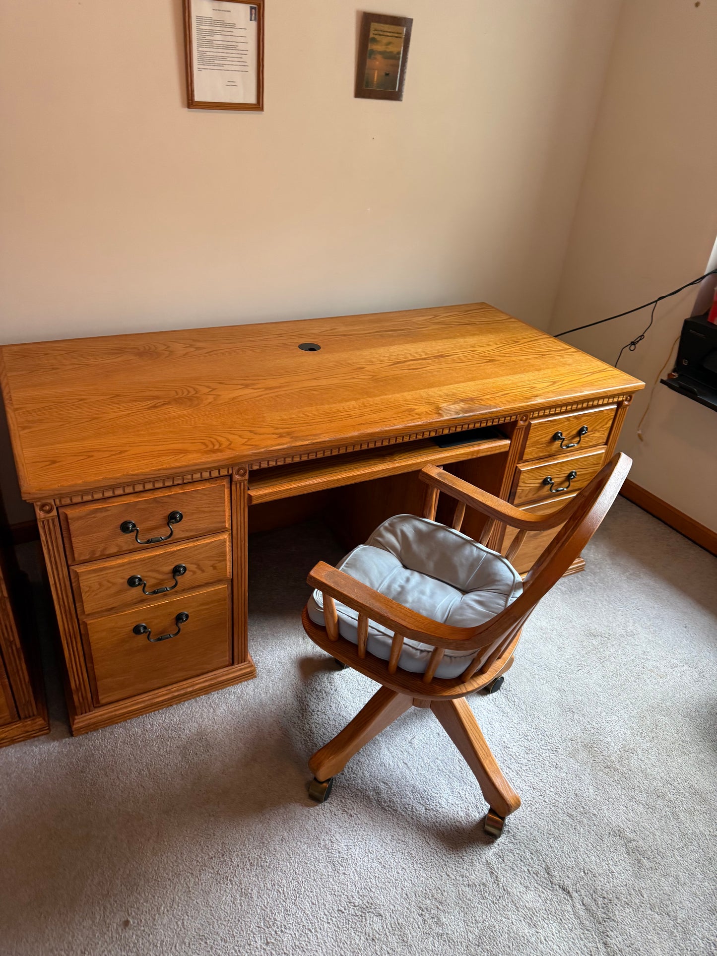 Desk, Chair & Filing Cabinet
