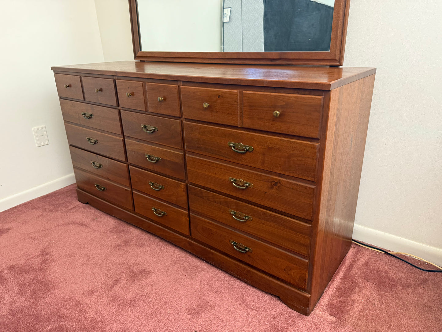 Walnut Dresser & Mirror