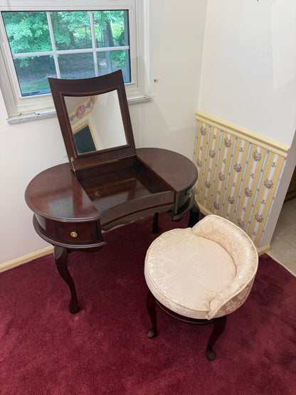 Vanity With Mirror & Stool
