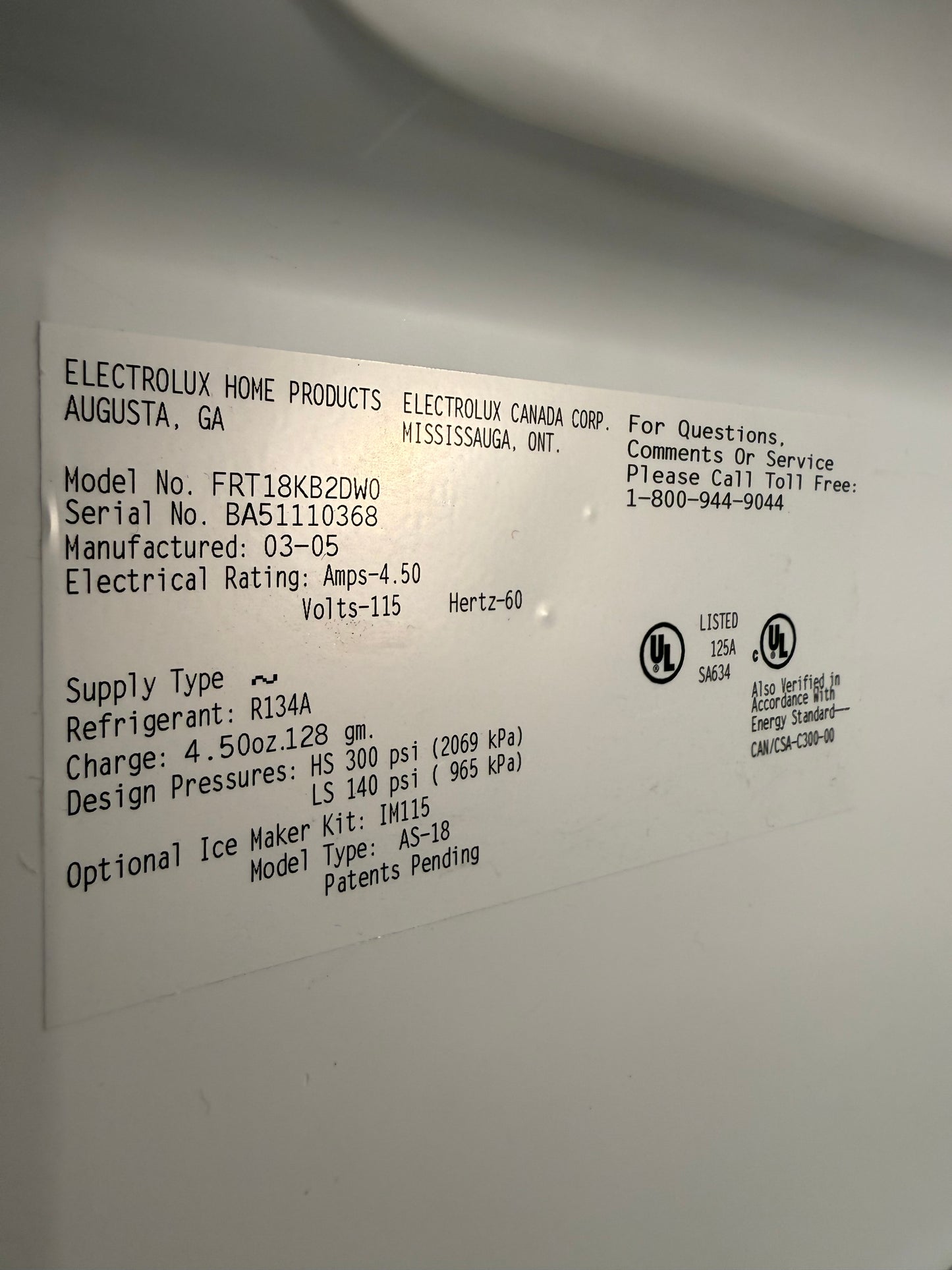 Frigidaire Refrigerator