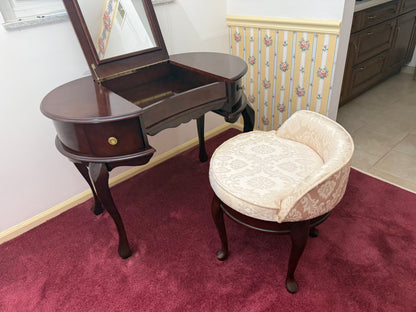 Vanity With Mirror & Stool