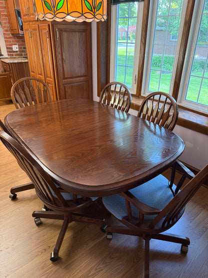 Dining Table & 6 Chairs w/ Wheels