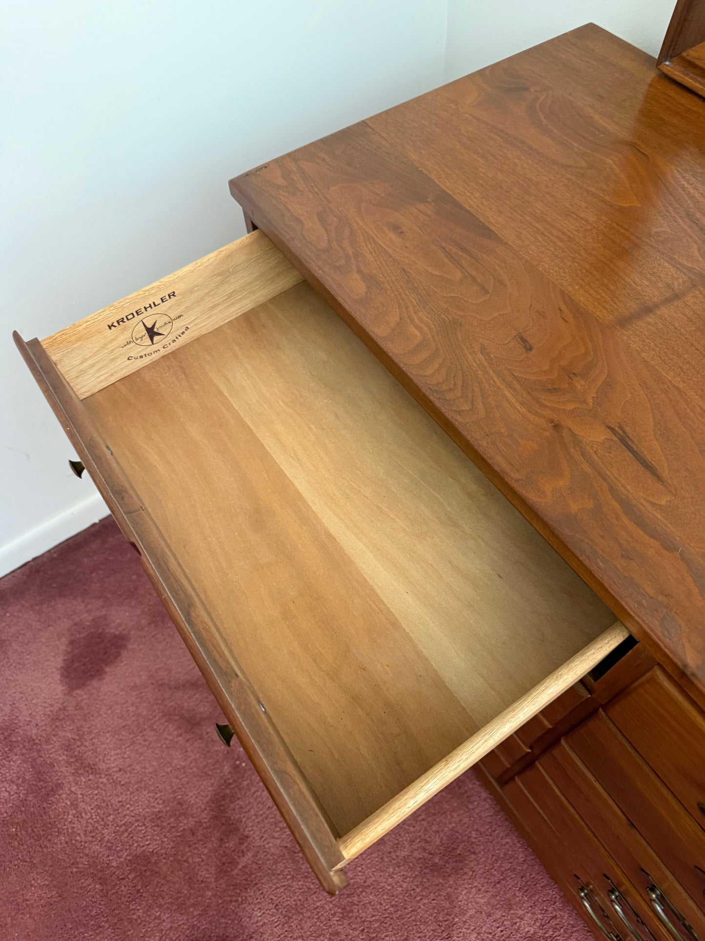 Walnut Dresser & Mirror