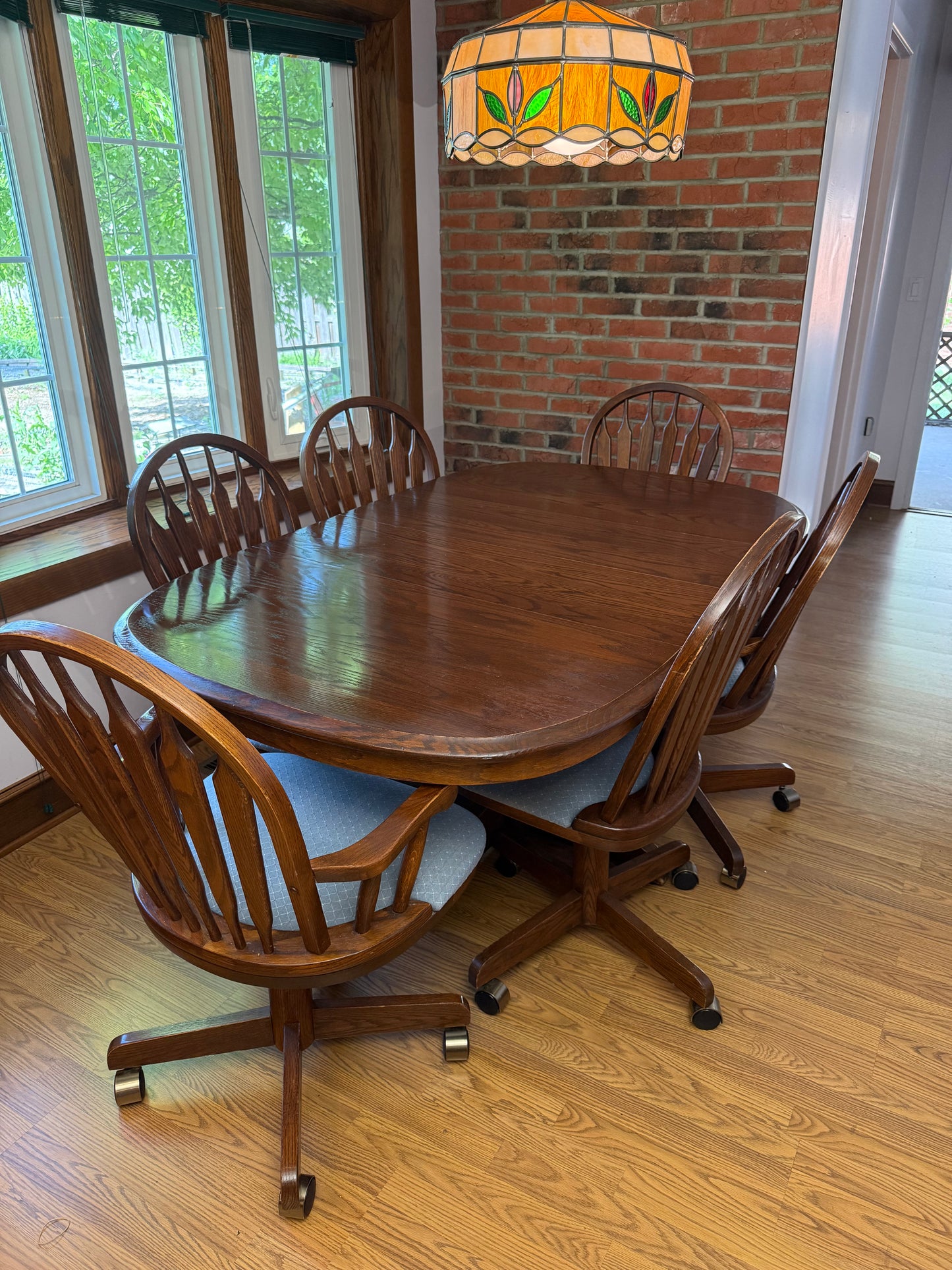 Dining Table & 6 Chairs w/ Wheels