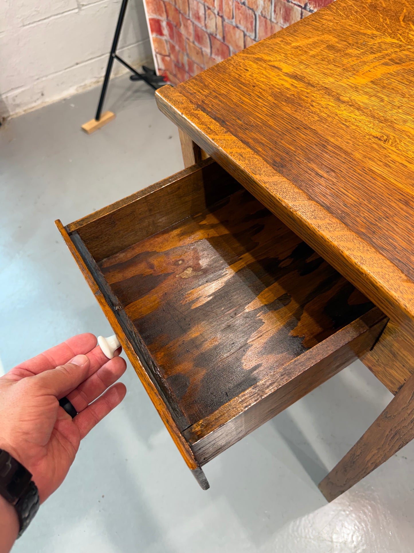 Antique Sloped End Table