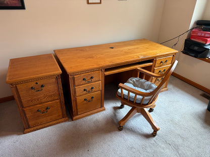 Desk, Chair & Filing Cabinet