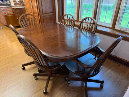 Dining Table & 6 Chairs w/ Wheels
