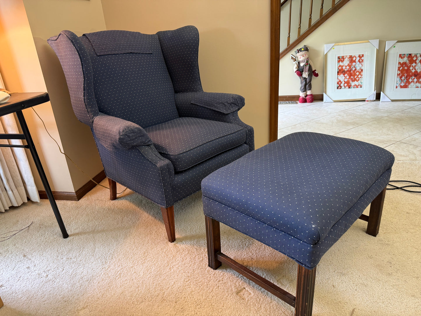 Wingback Chair and Ottoman