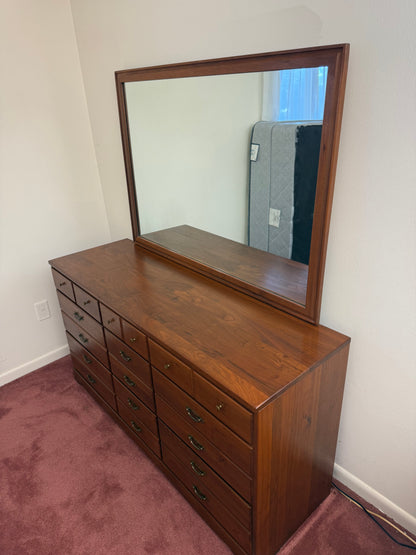 Walnut Dresser & Mirror